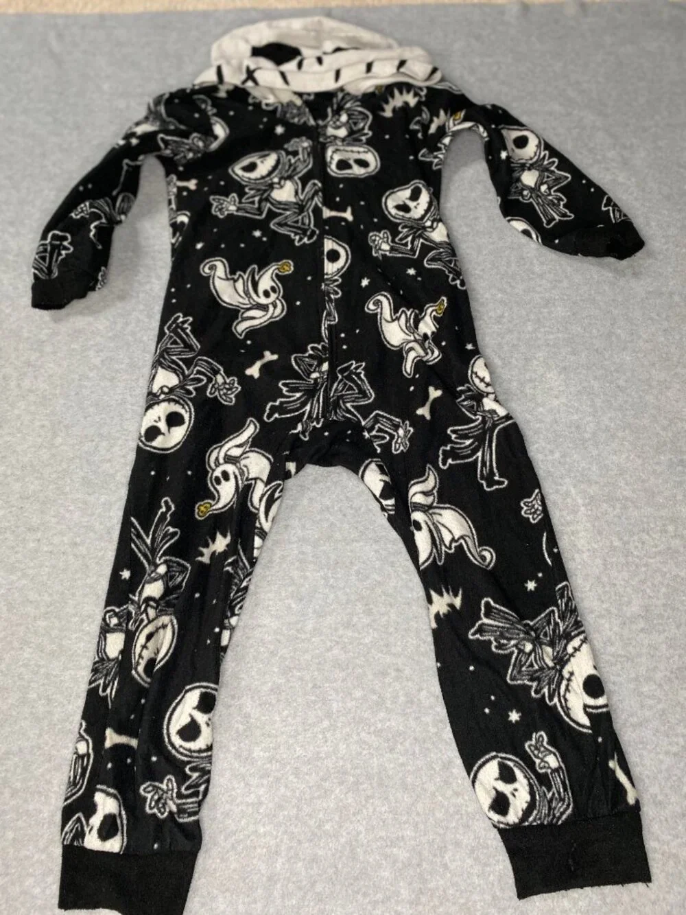 The Nighmare Before Christmas Pj's Pajama Hooded Romper Fleece Size 4T